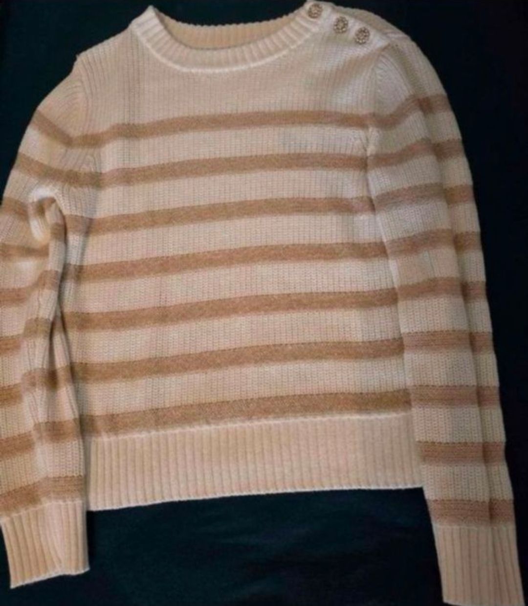 Morgan Pullover & Sweatshirts: Pullover gestreift cremefarben Morgan mit Knöpfen Grösse XS – Gebraucht aus Zug von matomic85