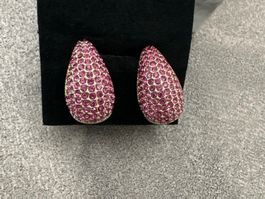 Elegante Ohrclips mit pinken Strasssteinen - Glamour pur!