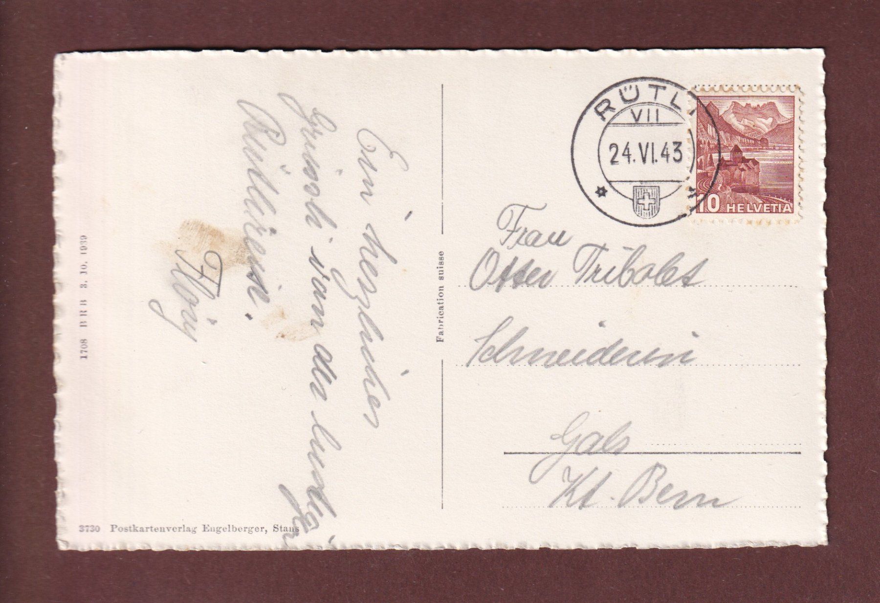 Cartoline postali: RÜTLI - 1943 – Usato da Pully venduto da nicecards-shop 1