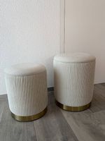 Poufs aus beigem Cordstoff 2x
