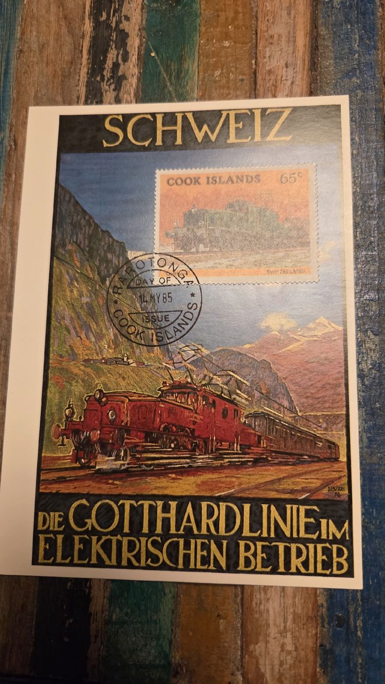 Tous les timbres: 1985 Maximumkarte Gotthardbahn Cook Islands – D'occasion à Arni AG par Moth68