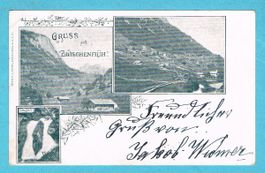 GRUSS AUS ZWISCHENFLÜH ! 3-Bildkarte von 1902 o vor Ort !
