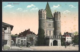 Basel, Spalentor, Werbung für Salmenbr
