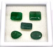 5x émeraudes Zambie 10.10 ct - CERTIFICAT 700.- Fr