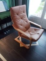 IKEA Sessel braun Leder Holzgestell gebraucht
