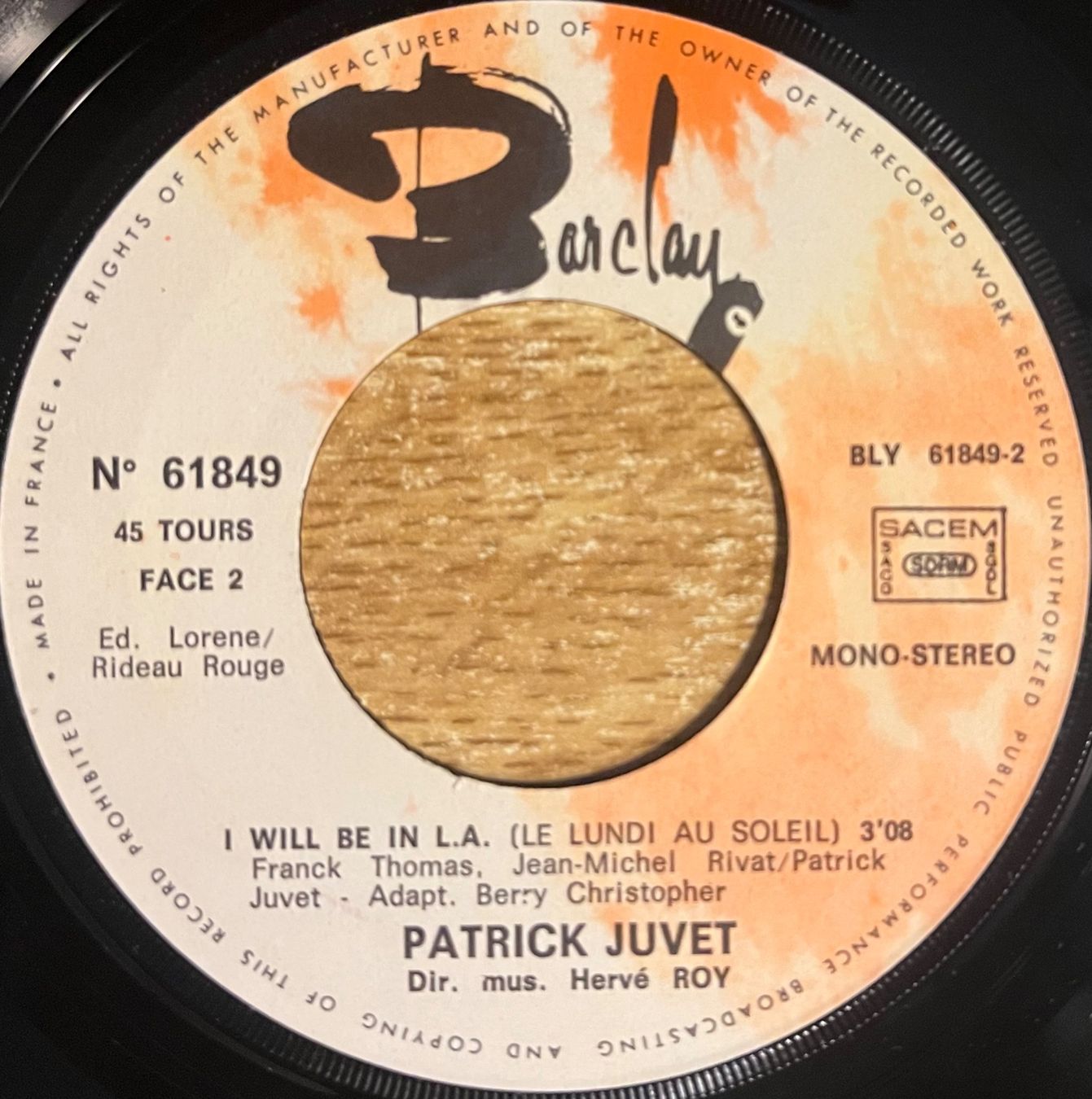 Dischi in vinile: PATRICK JUVET - SONIA – Usato da Bussigny venduto da vinyl-pas-cher 3