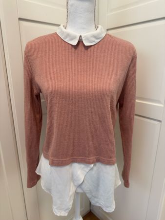Zebra Shirt/Bluse mit Kragen, altrosa, Gr. S