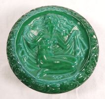 Malachit Glas Dose, Relief neuwertig