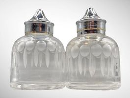 Ancienne Paire Salière Poivrière cristal signé Stuart UK