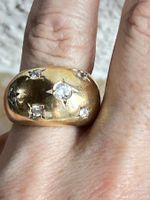 Goldener Vintage Ring mit weissen Steinen (Silber 925)