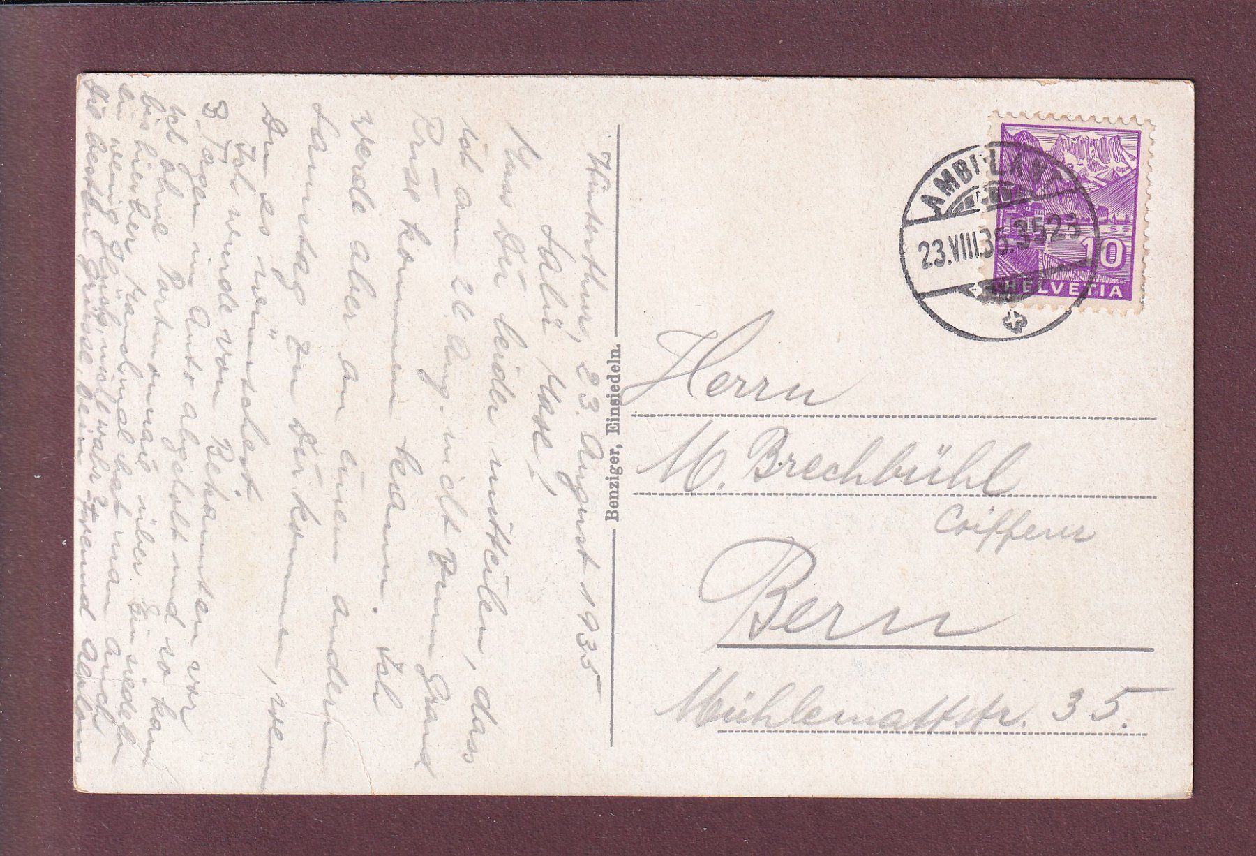 Ansichtskarten: EINSIEDELN - 1935 – Gebraucht aus Pully von nicecards 1