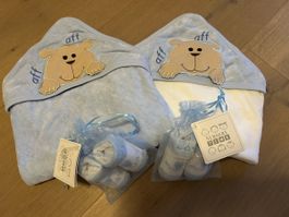 Baby Badetücher 2 stück mummy & daddy socken neu