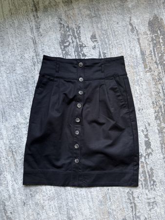 ZARA Black High-Waisted Cotton Skirt – Like New – Size XS