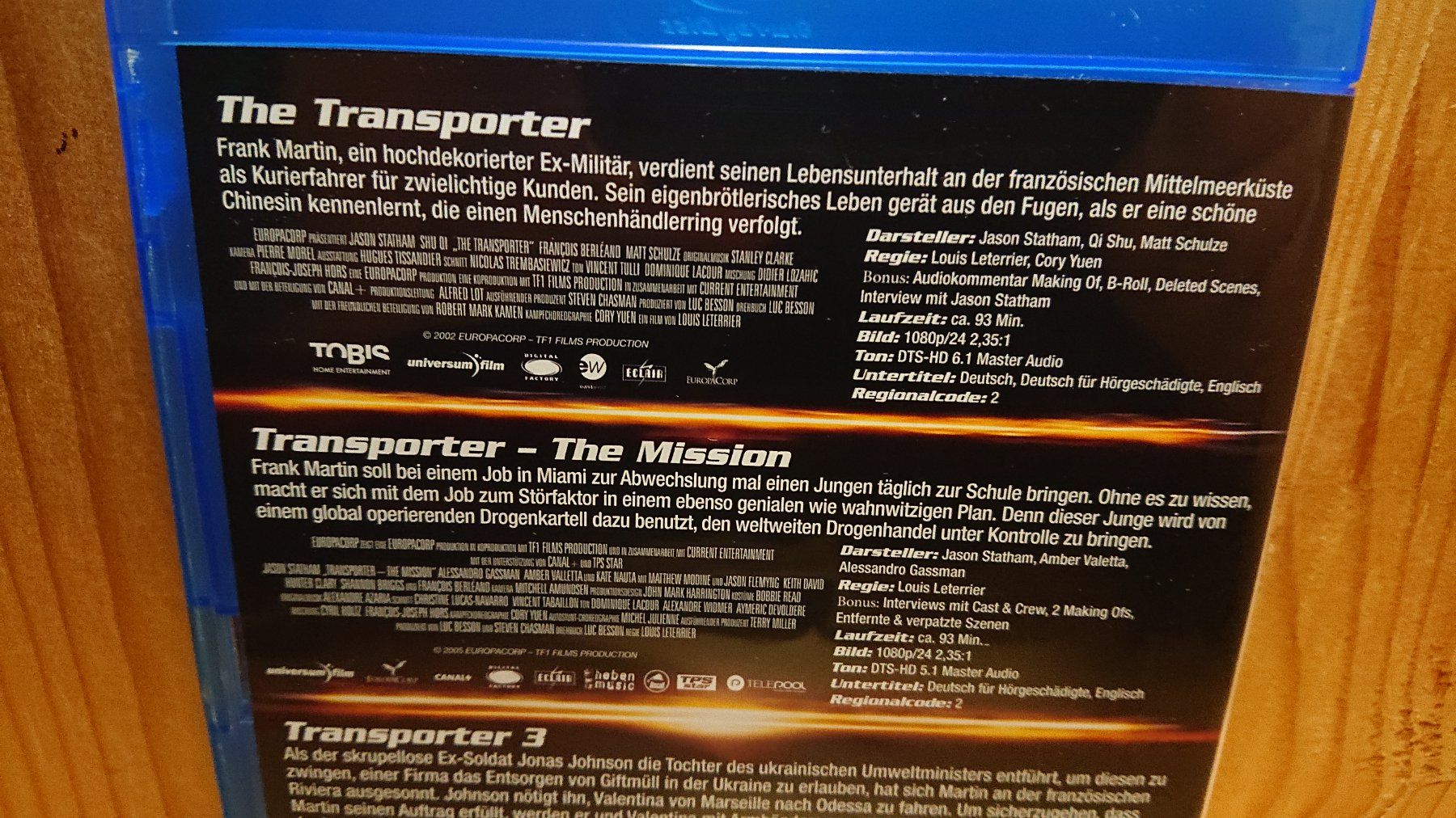 Tutti i DVDs: TRANSPORTER 1 bis 3 auf Blu-Ray mit Jason Statham – Usato da Wilderswil venduto da Exebub 2