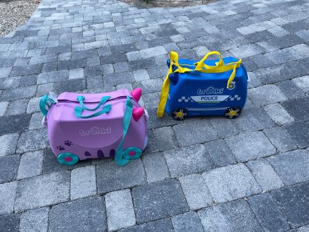 Kinder Koffer fahrbar gebraucht  Pink und Blau