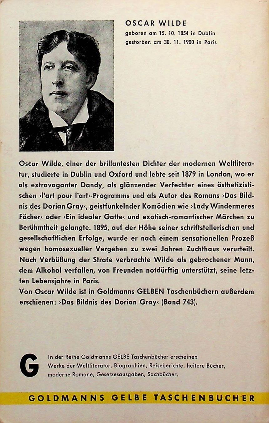 Libri: Oscar Wilde Märchen TB Goldmann 1965 – Usato da Reitnau venduto da Zaomir 1