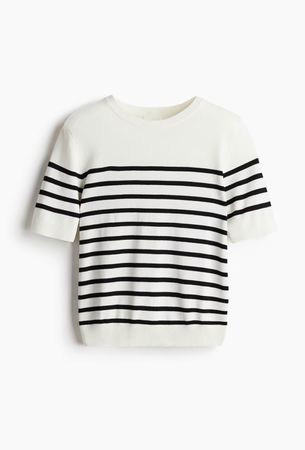 H&M Feinstrickshirt schwarz-weiss gestreift Gr. XXS