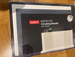 Bodum Bistro Set, 3 Schneidebretter mit Halter, Neu