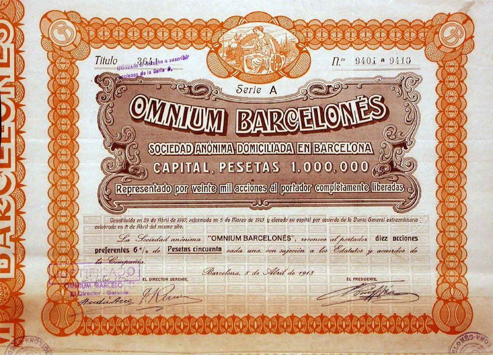Documenti: Omnium Barcelonés SA, Barcelona - 1913 – Usato da Solothurn venduto da Sgasche
