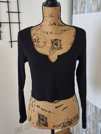 Langarmshirt Even&Odd schwarz Rippstruktur Grösse L neu