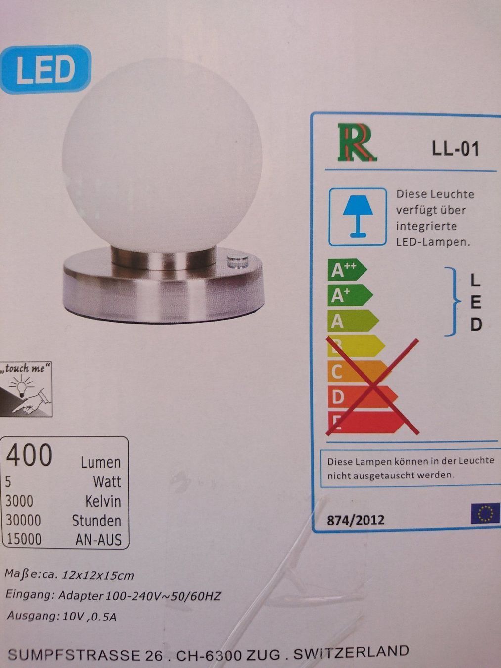Lampade: Lampe LED  **Touch my** – Nuovo e nell'imballaggio originale da Charmey (Gruyère) venduto da Laulau.sansan