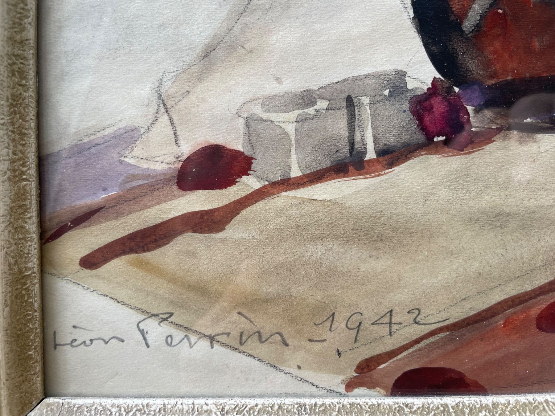 Dipinti: Léon Perrin aquarelle roses 1942 – Usato da Biel/Bienne venduto da galaq 2
