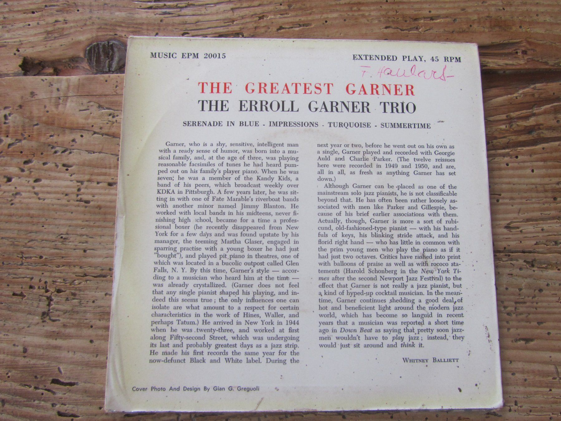 Dischi in vinile: Erroll Garner The Greatest Philips 429 112 BE 7" EP – Usato da Seengen venduto da mikelele 3