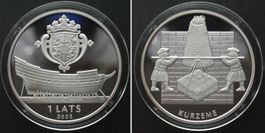 LETTLAND 1 Lats 2003 KURZEME Silber PP