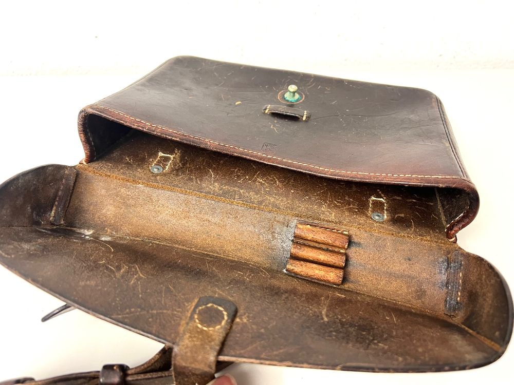SCHWEIZER ARMEE Offiziers Kartentasche Leder ca. 1960er 6