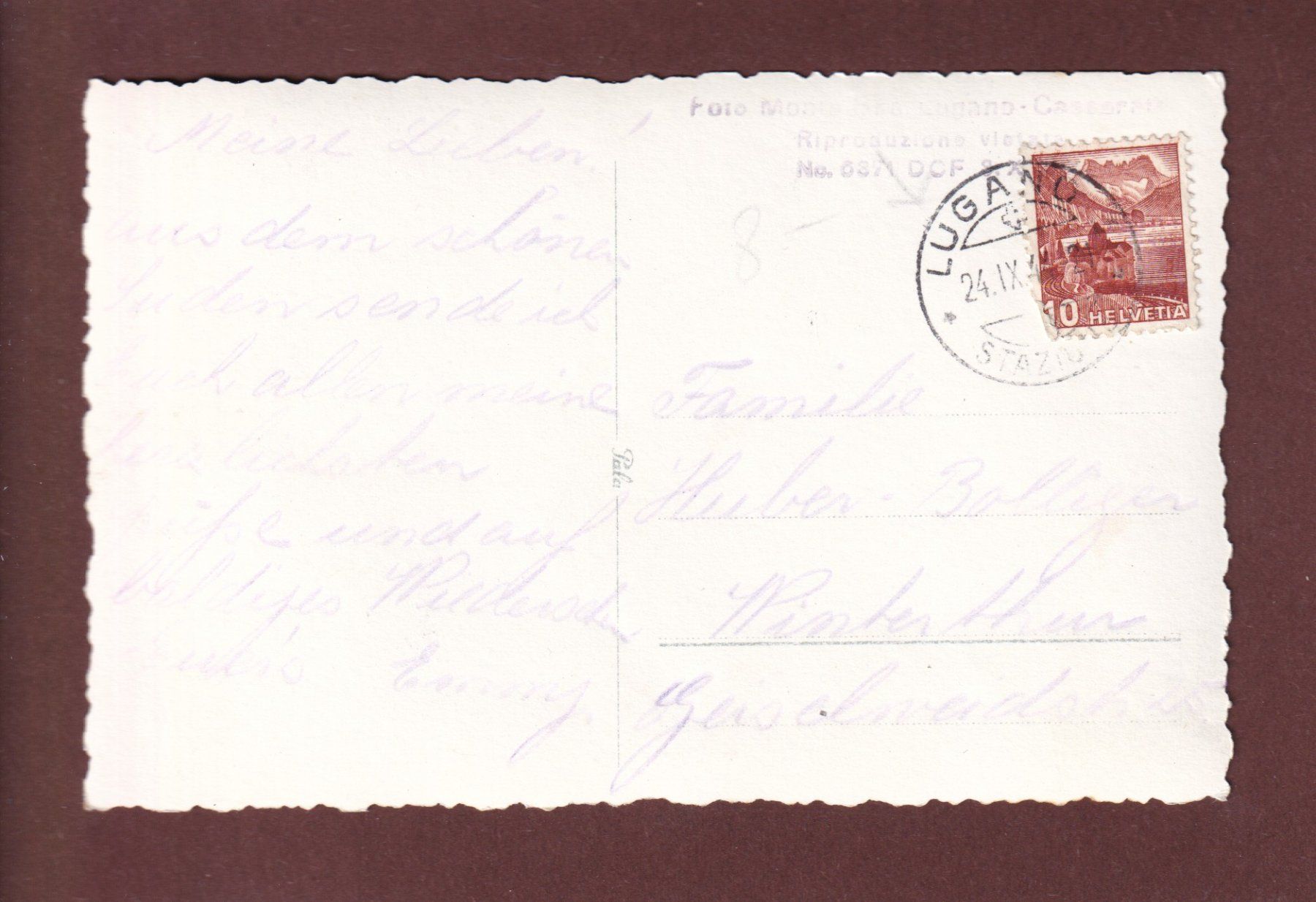 Cartoline postali: LUGANO - Gandriastrasse - 1944 – Usato da Pully venduto da nicecards 1