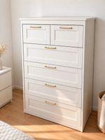 IKEA FÅGELFJÄLLET Kommode – Elfenbeinweiss / Gold – 6 Schub