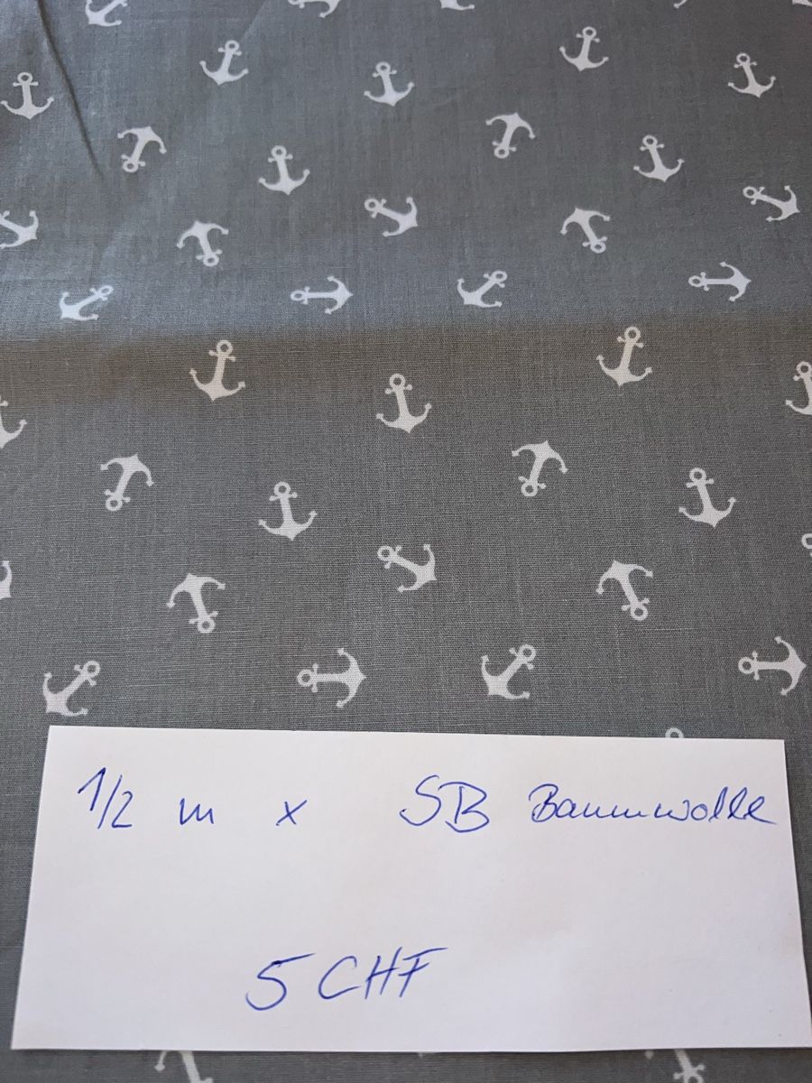 Stoffe: Baumwolle popeline Anker grau 50 cm – Neu und originalverpackt aus Unterägeri von angeljusti