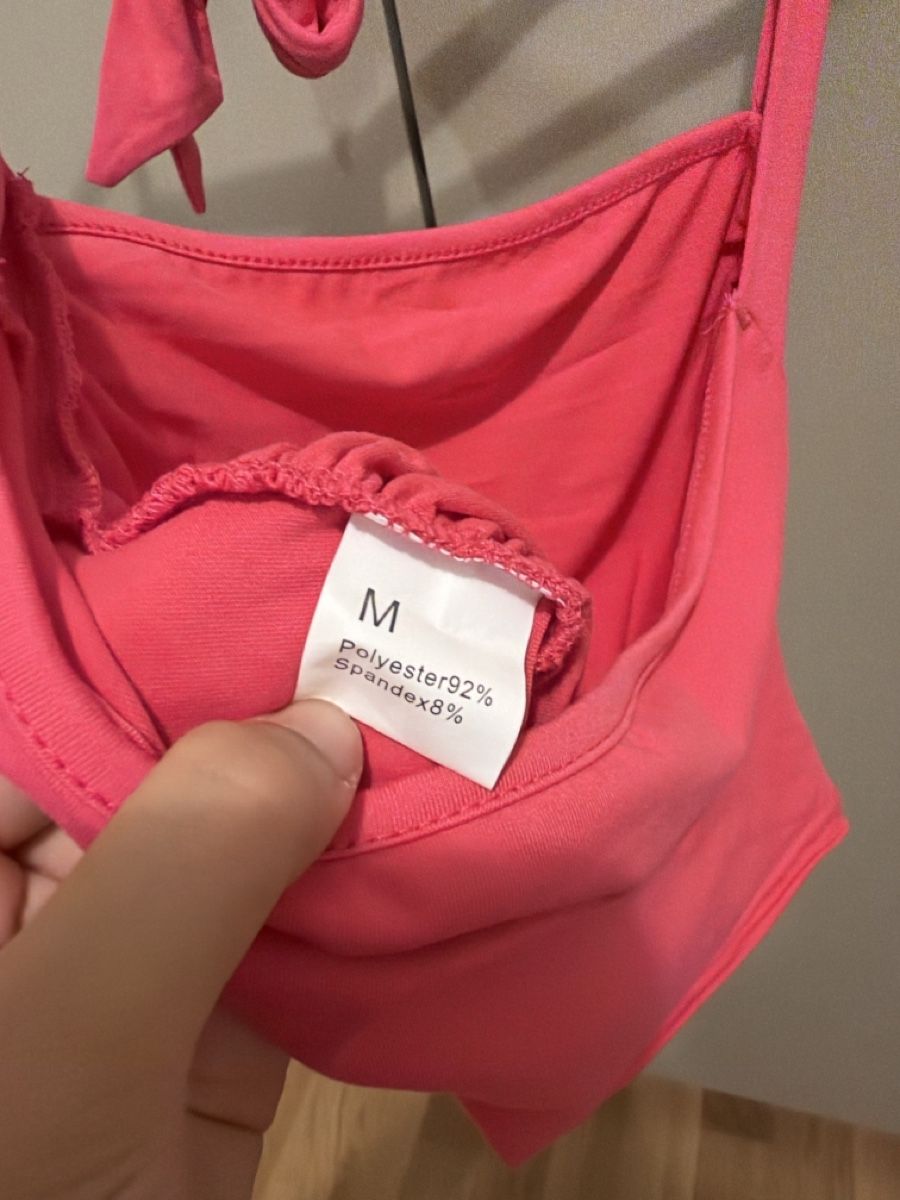 Top: Halter neck top pink polyester blend size M – Usato da Regensdorf venduto da Let-me-win-please 2