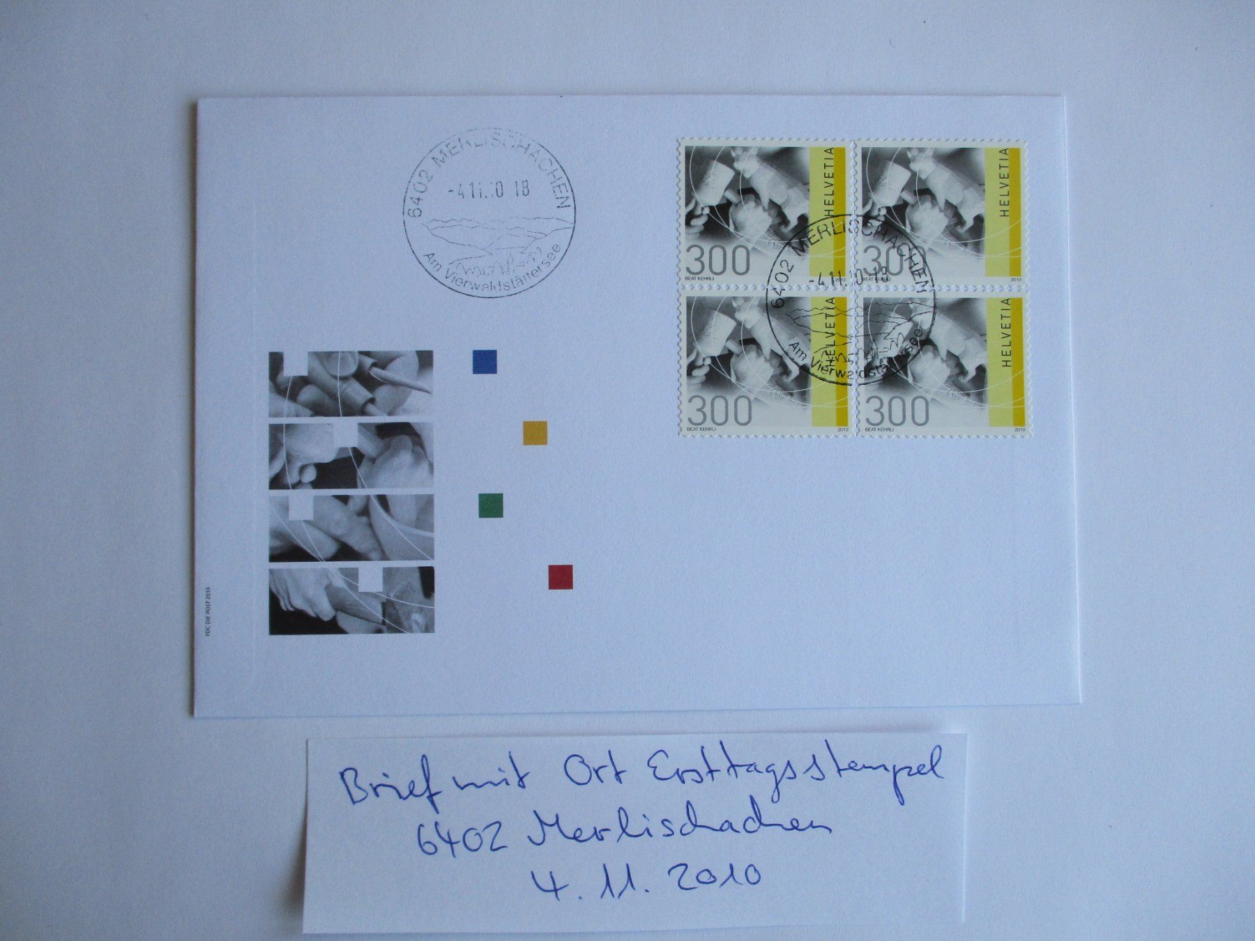 Alle Briefmarken: Brief mit Ort Ersttagsstempel 6402 Merlischachen – Gebraucht aus Langnau b. Reiden von Aktuell88