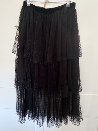 Jupe longue noire plissée à pois ZARA taille L