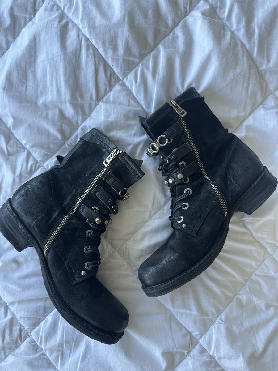 A.S.98 Scarpe da donna: AS 98 Black Leather Boots, Buckles, Chains, Size 39 – Usato da Zürich venduto da megastored 3