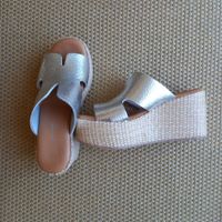 Antica Cuoieria Sandalen Plateau silber Grösse 37 neu