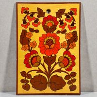 Planche à découper vintage en bois, peinte à la main. Russie
