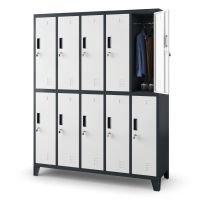 Schliessfachschrank 10 Fächer - Anthrazit/Weiss