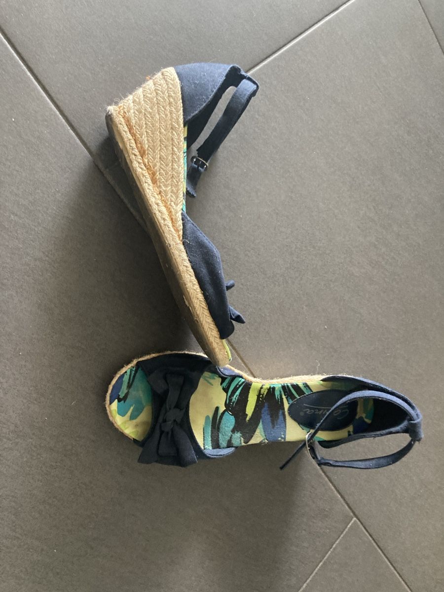 Scarpe da donna: Sandales compensées bleu marine – Nuovo (secondo la descrizione) da Bremgarten b. Bern venduto da nathalie83