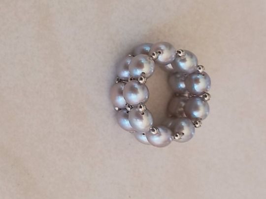 Anelli: Perlen Elast Fingerring mit Silber Grösse 55 – Usato da Winistorf venduto da acreativ2 1