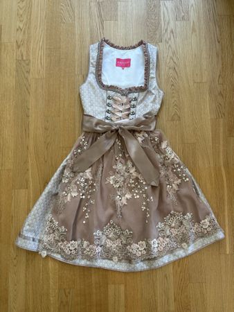 Dirndl Krüger beige/rosa gemustert Gr. 34 (36)