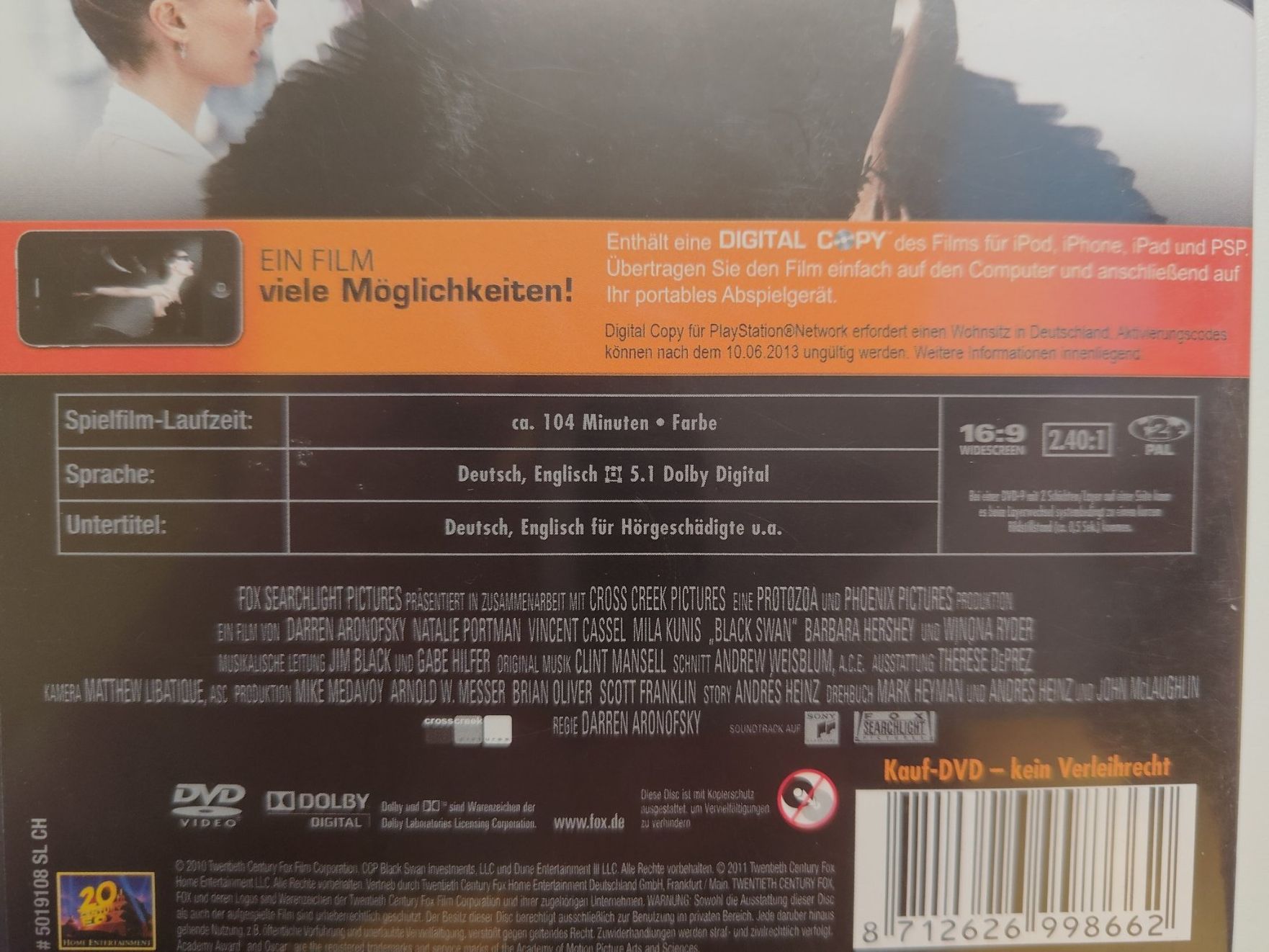 Tutti i DVDs: Black Swan – Usato da Liestal venduto da Kratzilla 3