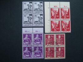 1958-59 Nr. 339-342 im 4er Block gestempelt