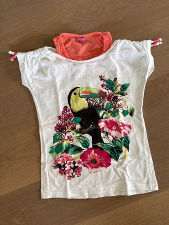 T-Shirt mit Tukan & Blumenprint, Gr. 158