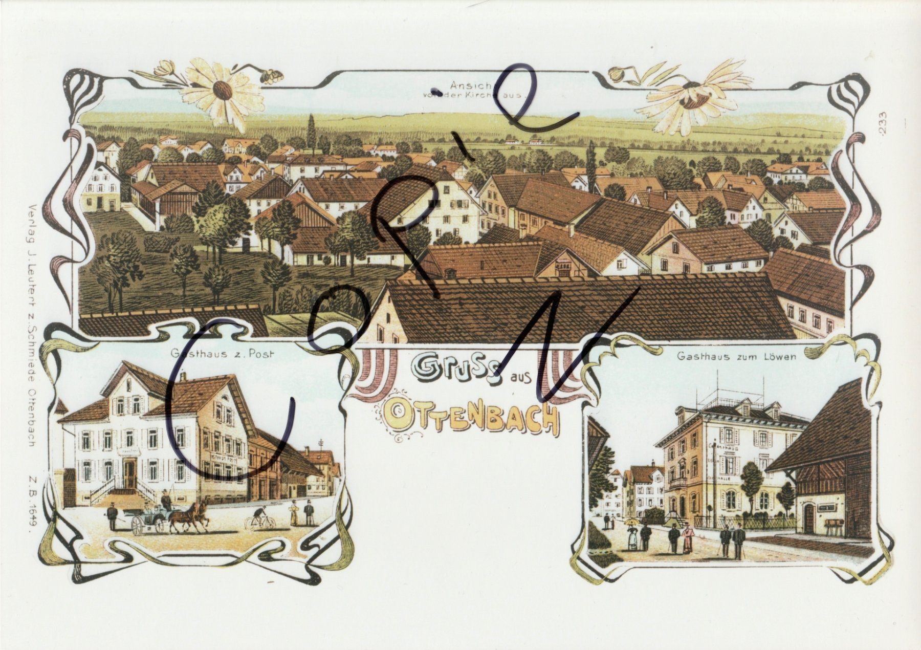 Foto & Immagini: Gruss aus Ottenbach -  (Litho um 1900) – Usato da Fällanden venduto da Blausegelfliege