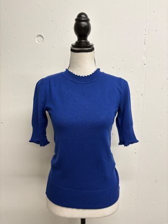 Orsay Kurzarm Pullover blau XS Viskose Tupfenmuster Shirt
