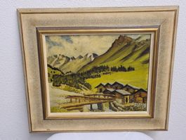 Gemälde mit Rahmen Jos. Gsel Öl/Karton "Wallis"