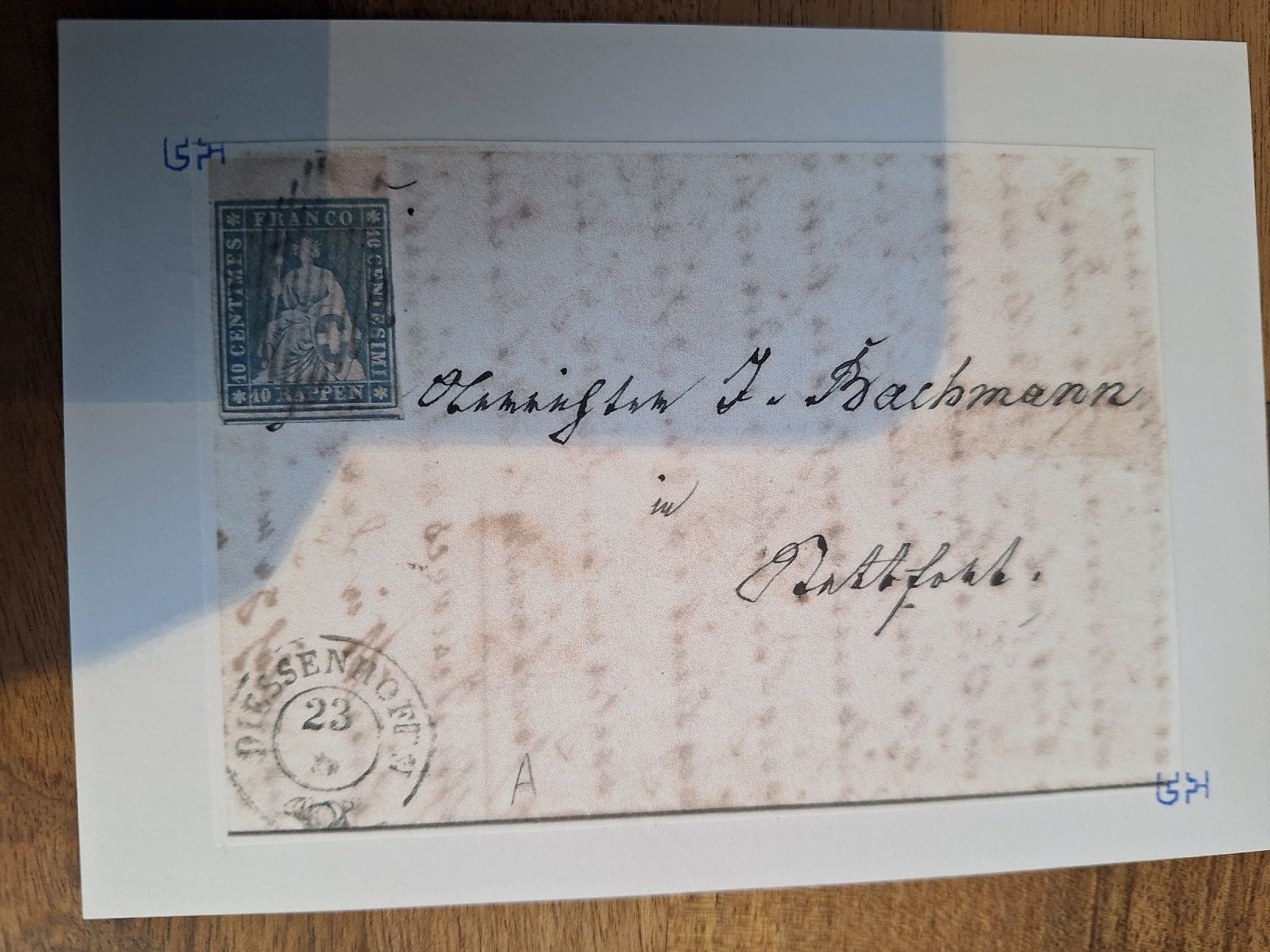 Tutti i francobolli: Strubel 23A3c mit Attest Briefstück – Usato da Balgach venduto da SIMEON27 5