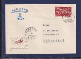 Pro Aero 1946 - Luzern Luftpost - Locarno